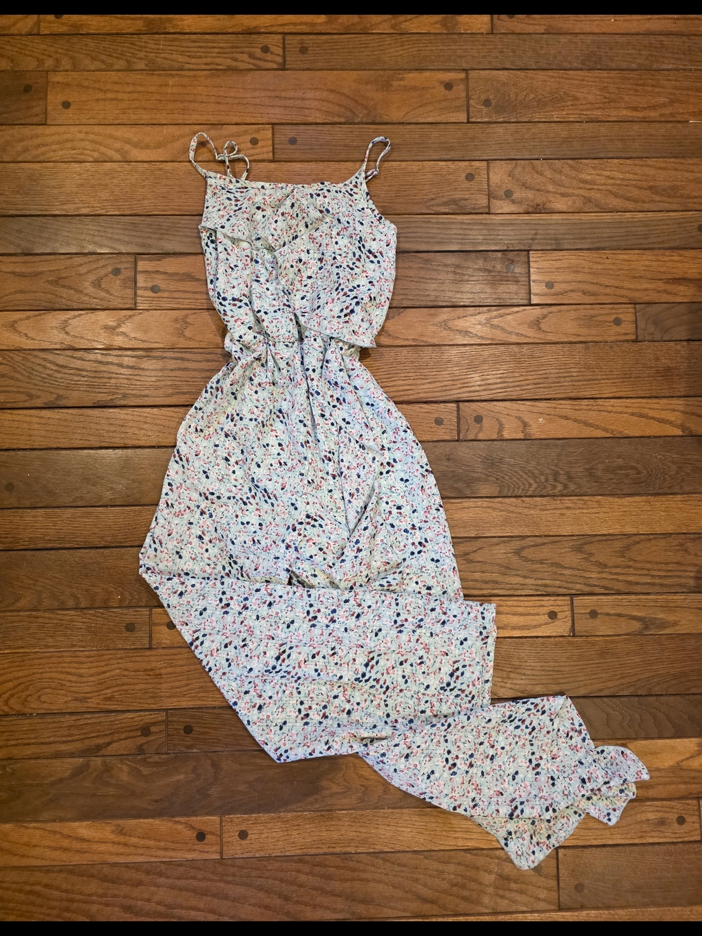 kidpik White Floral Spaghetti-Strap Jumpsuit
